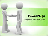 PowerPoint Template - 3d rendered illustration of two little characters shaking hands