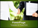 PowerPoint Template - Handshake between businessman and businesswoman in a meeting
