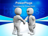 PowerPoint Template - Two 3d businessmen give their hand for handshake