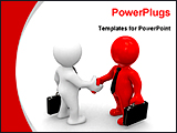 PowerPoint Template - two models shaking hands for business deal