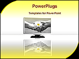 PowerPoint Template - two hands are shaking together in monitor