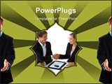 PowerPoint Template - business couple doing a handshake with their file in front of them