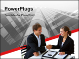 PowerPoint Template - A businesswoman and a businessman shaking hands