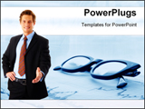 PowerPoint Template - Financial graphs with some serious specs for looking them over.