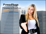 PowerPoint Template - Attractive caucasian businesswoman stretching out her right hand as a gesture for a handshake