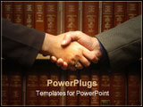 PowerPoint Template - a handshake between two people with law books