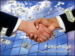 PowerPoint Template - Close-up of businessmen shaking hands against white background