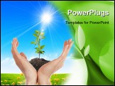 PowerPoint Template - picture of hands holding small growing green plant