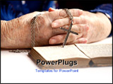 PowerPoint Template - An elderly pair of hands holding a cross