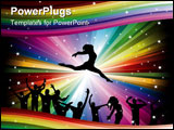PowerPoint Template - vector illustration with dancers on rainbow background with wave