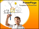 PowerPoint Template - portrait of child drawing his dream of happiness