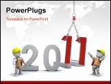 PowerPoint Template - 3D render depicting Bringing the new year in