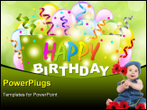 PowerPoint Template - Happy Birthday Background With Origami And Bokeh