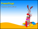 PowerPoint Template - 3d rendered illustration of a cute easter bunny sitting On a large books Stack