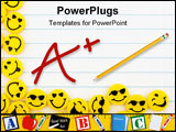 PowerPoint Template - Lots of yellow smiley faces on a lined paper background happy days