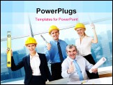 PowerPoint Template - Portrait of four happy workers holding papers and rejoicing