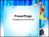 PowerPoint Template - Happy family. Father mother and children. . Over white background