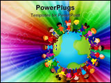 PowerPoint Template - Happy kids of different nationalities play together around the world.
