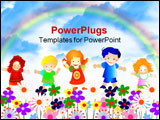 PowerPoint Template - kids playing; group of happy children; colorful design