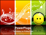PowerPoint Template - smiley music with earphone smiling and listen music
