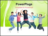 PowerPoint Template - Happy active group of young friends jump together with fun isolated on white background
