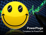 PowerPoint Template - This is a 3d rendered image of a smiley that earns money on stock exchange.