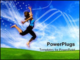 PowerPoint Template - Beautiful athletic woman jumping on a green meadow