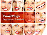 PowerPoint Template - Beautiful young smiling woman. Dental health. Beauty