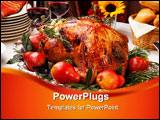 PowerPoint Template - Delicious roasted turkey with savory vegetable side dishes in a fall theme