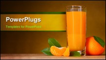 PowerPoint Template - Glass of healthy fresh juice of mandarins on brown background