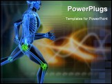 PowerPoint Template - 3d rendered illustration of a running skeleton with highlighted joints