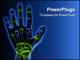 PowerPoint Template - 3d rendered x-ray illustration of a skeletal hand with highlighted joints