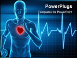 PowerPoint Template - Running man with glowing red heart on blue