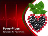 PowerPoint Template - Heart from berries of a raspberry and a currant on a white background