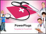 PowerPoint Template - Illustration of a stethoscope and red cross symbol