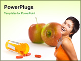 PowerPoint Template - Apples and pills on a high key background. The focus falls off quickly. Sample text