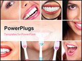 PowerPoint Template - Smiling young woman with healthy teeth holding a tooth-brush