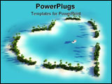PowerPoint Template - erial view of a heart-shaped island in a turquoise water with a yacht as a concept for quiet and ro