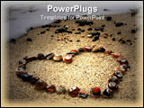 PowerPoint Template - Heart made of colorful shells found on the beach with wave coming.