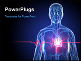 PowerPoint Template - 3d rendered illustration of a human anatomy with heartbeat/heart attack