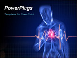 PowerPoint Template - 3d rendered illustration of a transparent body with vascular system highlighted heart and heartbeat