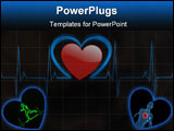 PowerPoint Template - A medical background with a heart beat / pulse with a heart rate monitor symbol