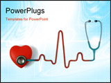 PowerPoint Template - Heart and a stethoscope with heartbeat (pulse) symbol isolated in white background