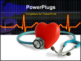 PowerPoint Template - Heart and a stethoscope isolated in white background