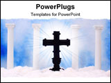 PowerPoint Template - Columns and Clouds With Blue Sky and Cross