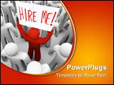 PowerPoint Template - A red person stands out in a crowd holding a sign reading Hire Me