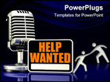 PowerPoint Template - d illustration of a black and orange Help Wanted sign standing in front of a silver old style micro