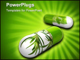 PowerPoint Template - green herbal pills over a white background