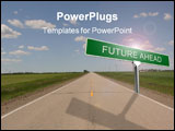 PowerPoint Template - A yellow strip leads view through the road into the distance.