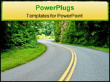 PowerPoint Template - mountain road with curves leading to opening of sunlight